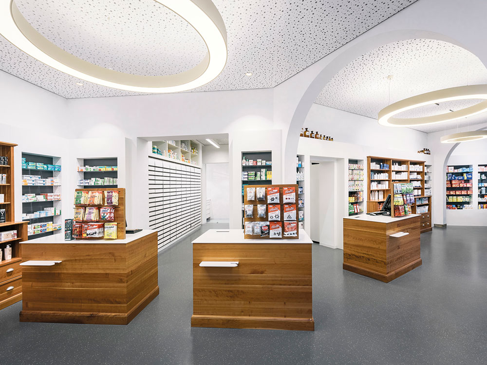 nora rubber flooring in a chemist's shop