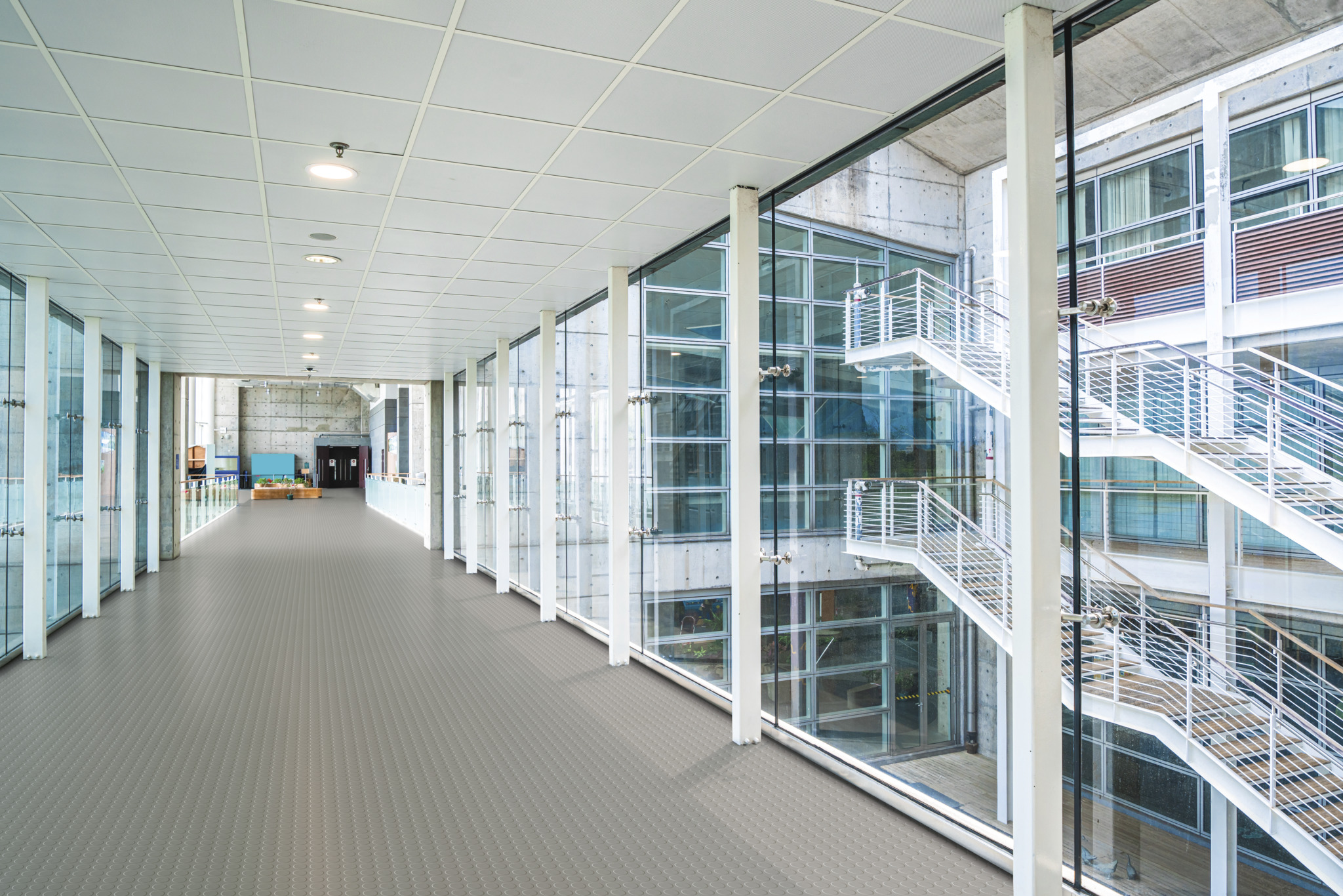 norament 926 pastille rubber flooring in an aisle