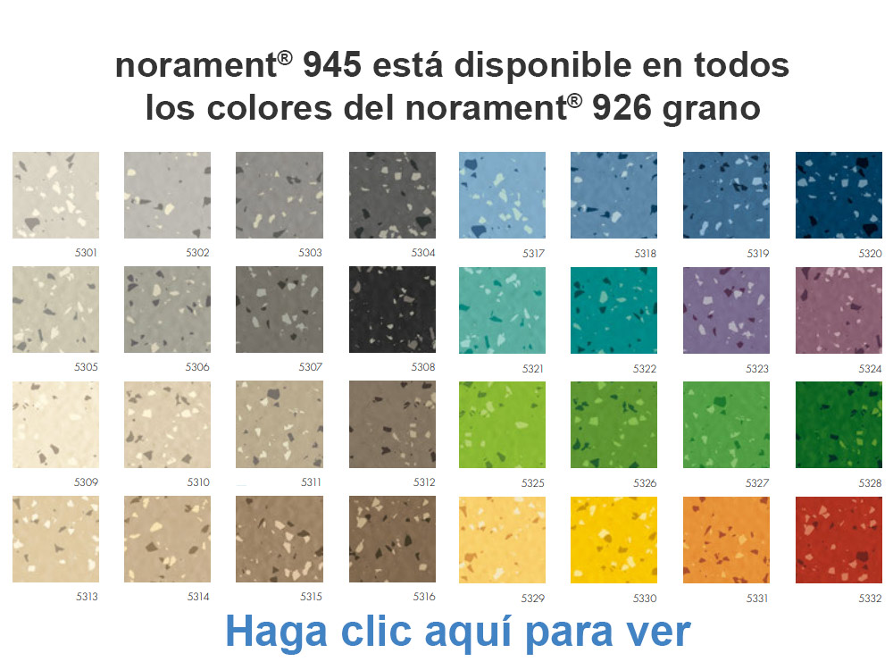 norament<sup>®</sup> 945 grano está disponible en todos los colores del norament<sup>®</sup> 926 grano 