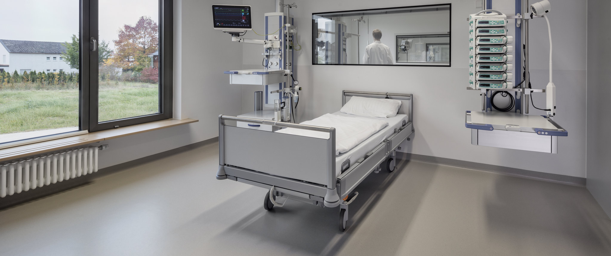 harmonisches Konzept Krankenhaus, Licht, Fenster, Intensivstation, Bodenbelag noraplan sentica