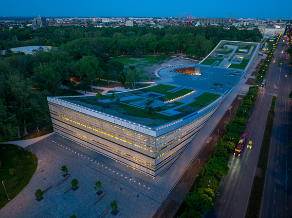 The Museum of Ethnography (Néprajzi Múzeum) Budapest from above in the twighlight