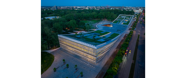 The Museum of Ethnography (Néprajzi Múzeum) Budapest from above in the twighlight