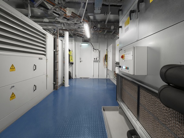 Icon of the Seas, technical section with pastilled rubber flooring