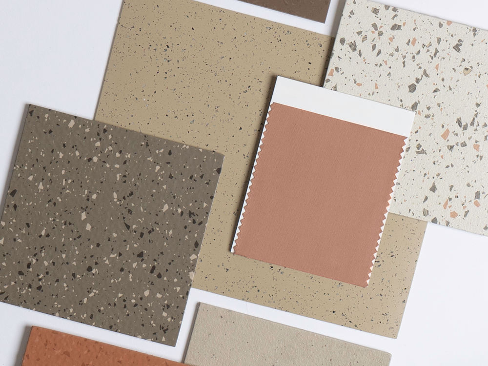 Mocha Mousse - Pantone Colour of the Year 2025 - collage with nora flooring products